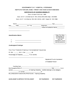 Certificate of Hearing Disability