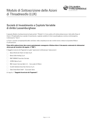 Modulo di Sottoscrizione delle Azioni di Threadneedle (LUX)