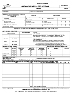 ACORD 128 Garage and Dealers Insurance Application