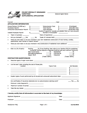 Handyman Insurance Application