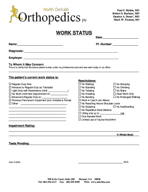 Work Status Certification Form