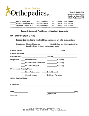 Prescription and Certificate of Medical Necessity