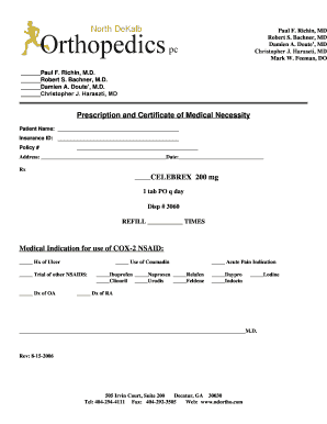 Prescription and Certificate of Medical Necessity