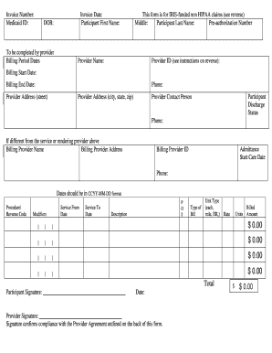 IRIS Non-HIPAA Medicaid Claim Form