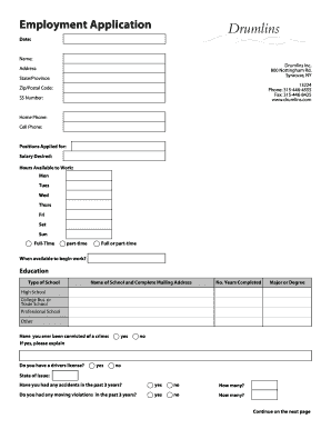 Employment Application Form