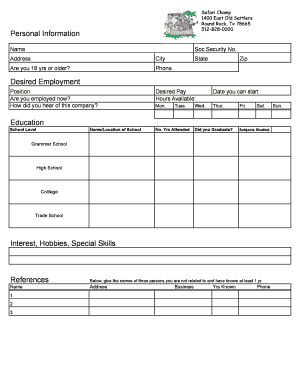 Employment Application Form