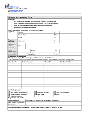 Request for Inspection Form