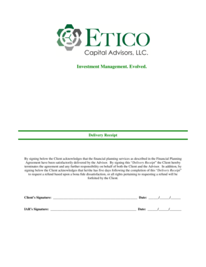 Financial Planning Delivery Receipt