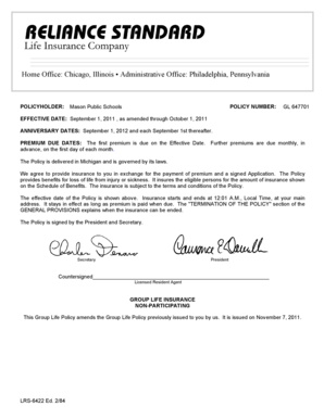 Group Life Insurance Policy Application