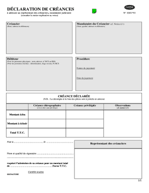 Déclaration de créances