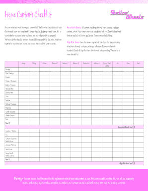 Home Contents Checklist - Esure