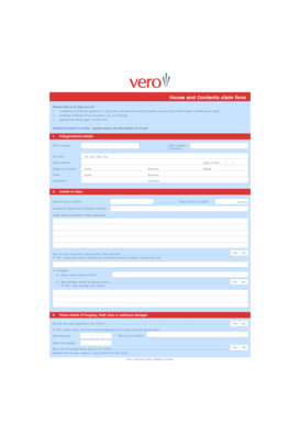 House and Contents Claim Form