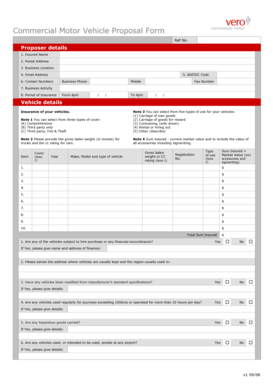 Commercial Motor Vehicle Proposal Form
