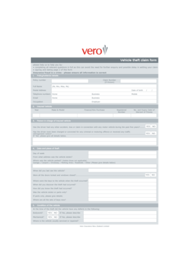 Vehicle Theft Claim Form