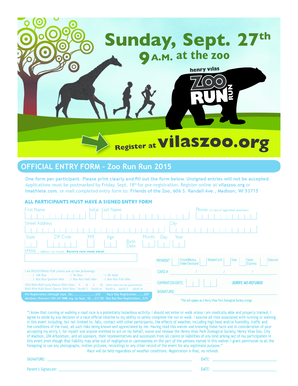 Zoo Run Run 2015 Registration Form