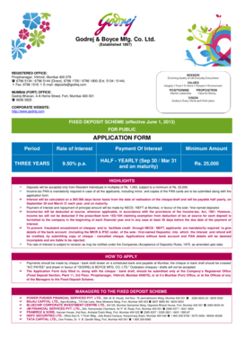 Godrej Fixed Deposit Application Form