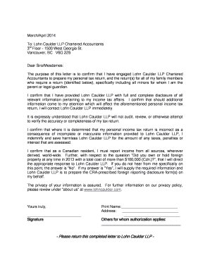 Tax Return Preparation Authorization Letter