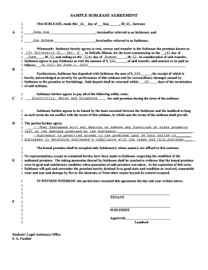 Sublease Agreement