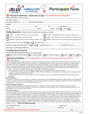 LPGA-USGA Girls Golf Participant Form