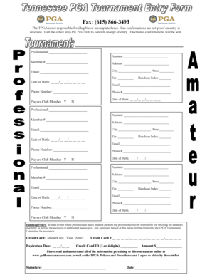 TPGA Tournament Entry Form