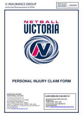 Netball Victoria Personal Injury Claim Form