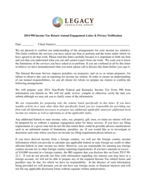 2014 Form 990 Annual Engagement Letter