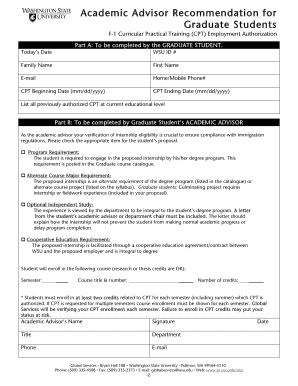F-1 Curricular Practical Training Authorization Form