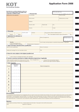 Denmark Application Form 2008