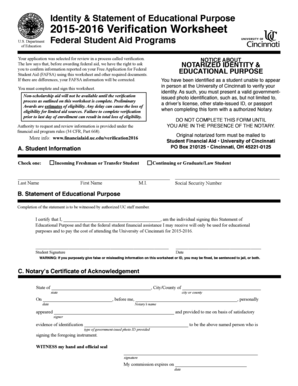 2015-2016 Verification Worksheet