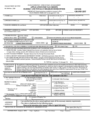Connecticut Elderly and Disabled Homeowner Tax Credit Application