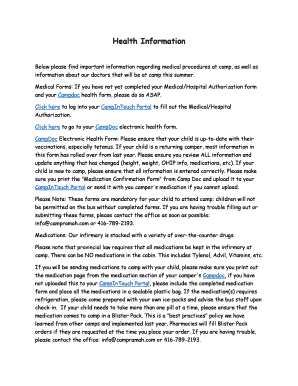 Camp Medical Authorization Form