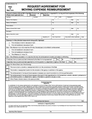 New York Moving Expense Reimbursement Request Agreement