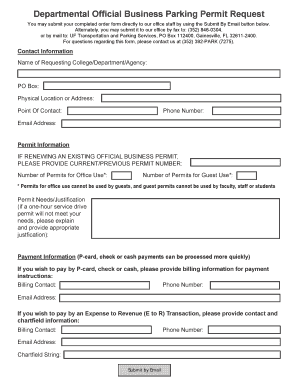 University of Florida Official Business Parking Permit Request