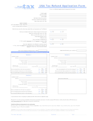 USA Tax Refund Application Form