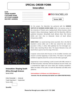 Special Order Form for Innovation Book