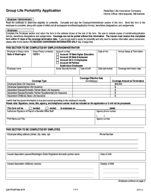 Group Life Portability Application