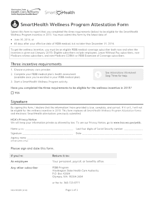 SmartHealth Wellness Program Attestation Form
