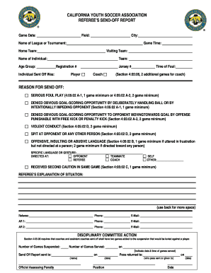 California Youth Soccer Referee Send-Off Report