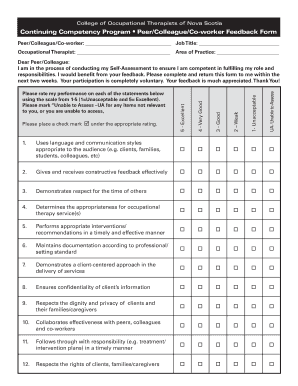 Peer Feedback Form for Occupational Therapists