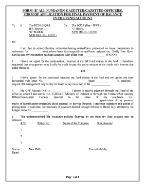Form B Final GPF Payment Application