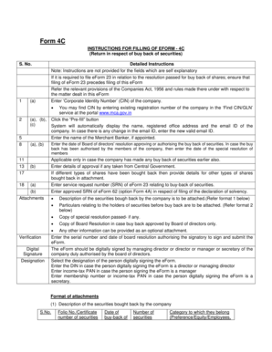 Form 4C for Buy Back of Securities