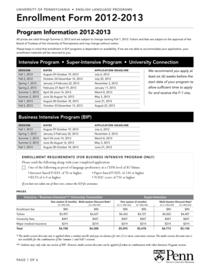 University of Pennsylvania English Language Programs Enrollment Form