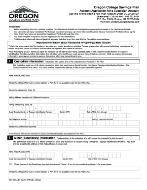 Oregon College Savings Plan Custodian Account Application