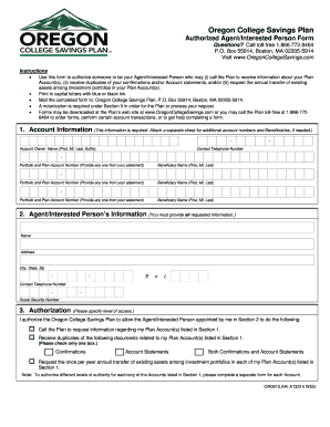 Oregon College Savings Plan Authorized Agent Form
