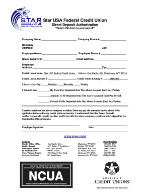 Direct Deposit Authorization Form