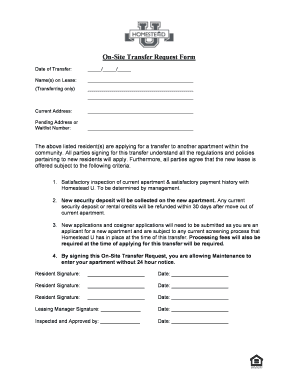 On-Site Transfer Request Form