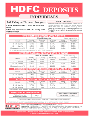 HDFC Fixed Deposit Application Form