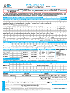 Sahara Mutual Fund Common Application Form