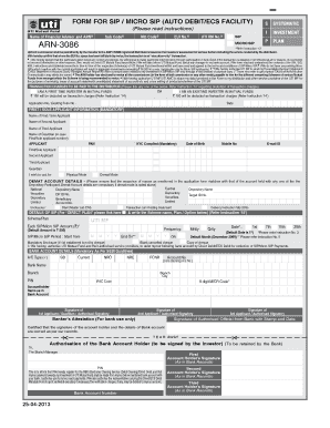 UTI Mutual Fund SIP/Micro SIP Form