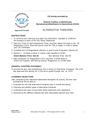 Alternative Therapies CE Registration Form